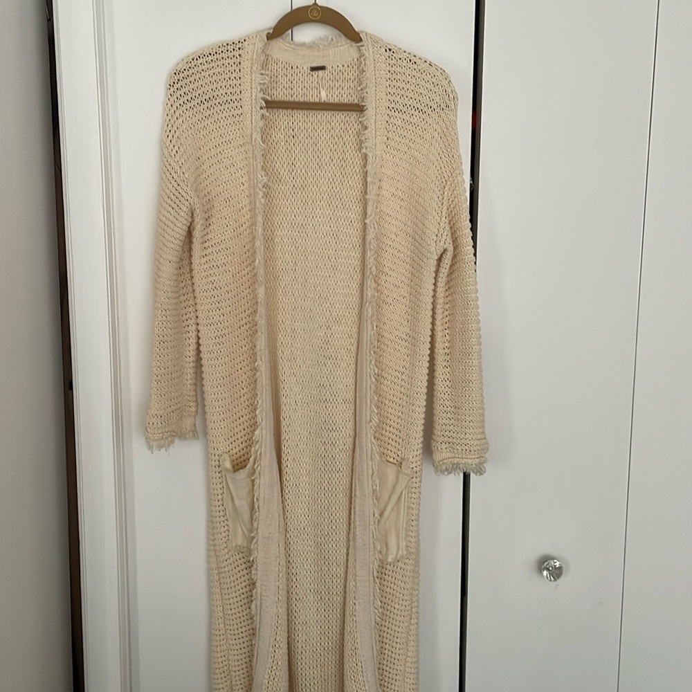 Free People open weave long cardigan
